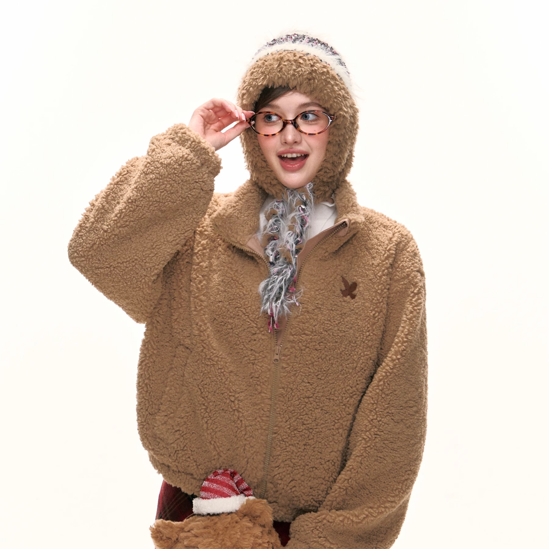 ELEVEN SLEEP民族风彩色拼接编织针织护耳女士保暖毛线帽雷锋帽