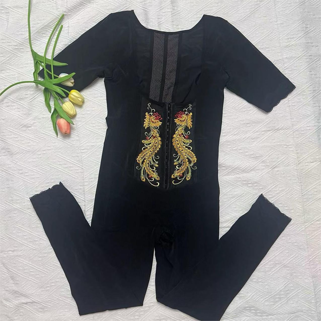 连体半袖长裤开档塑型连体衣塑身衣提臀美体