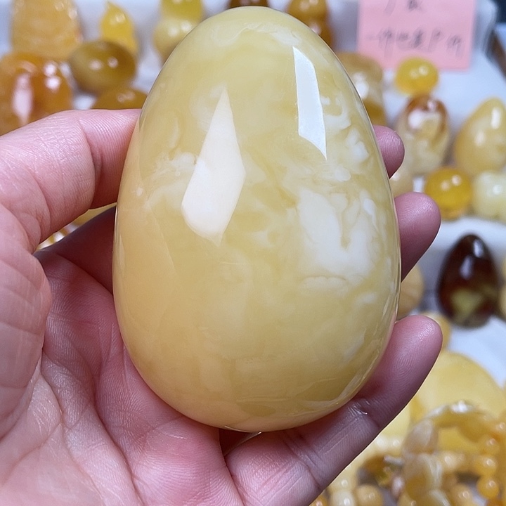 蜜蜡裸石未镶嵌白花蜡水滴挂坠
