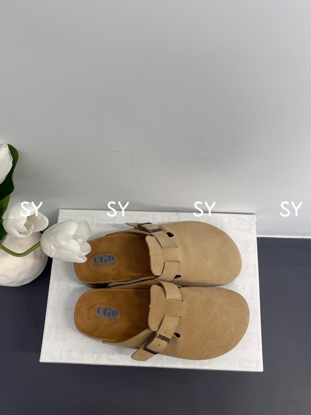 【SY】牛皮厚底软底软木包头跟高4公分勃肯拖防滑休闲半拖夏季百搭