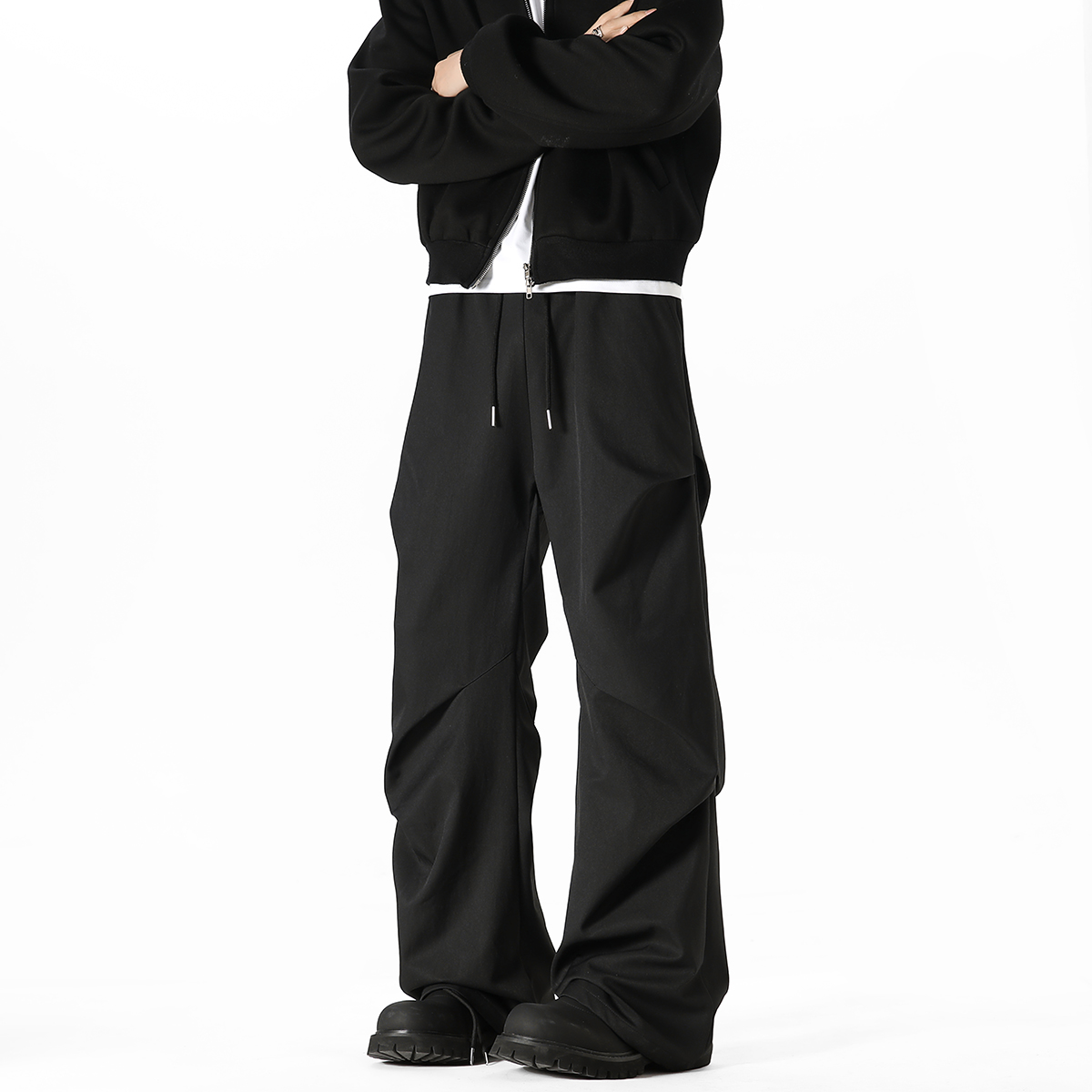 Jaaniste设计款春秋季休闲裤男加厚保暖宽松直筒百搭长裤高街裤子