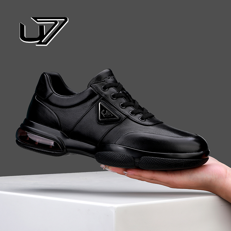 U7品牌男鞋新款高端透气气垫软弹低帮牛皮休闲鞋1007-2