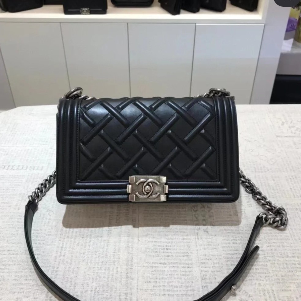 99新 Chanel/香奈儿 4401|香奈儿leboy中号黑斜挎包|香奈儿