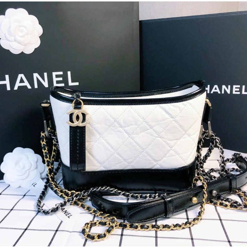 99新 Chanel/香奈儿 9874|香奈儿黑白流浪小号斜挎包|香奈儿