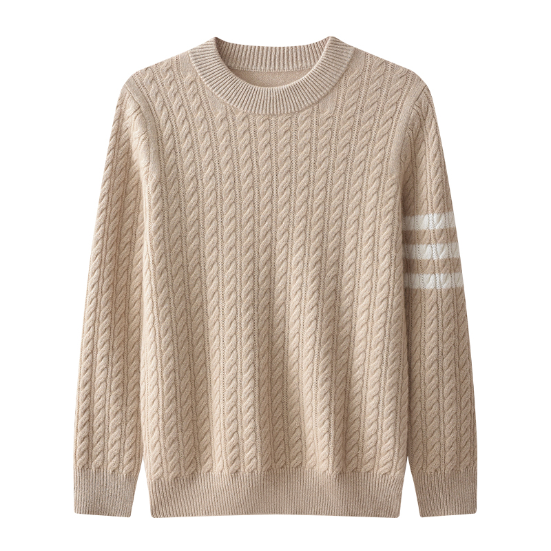 男士加厚100%纯山羊绒衫宽松圆领套头保暖时尚冬季休闲百搭秋冬