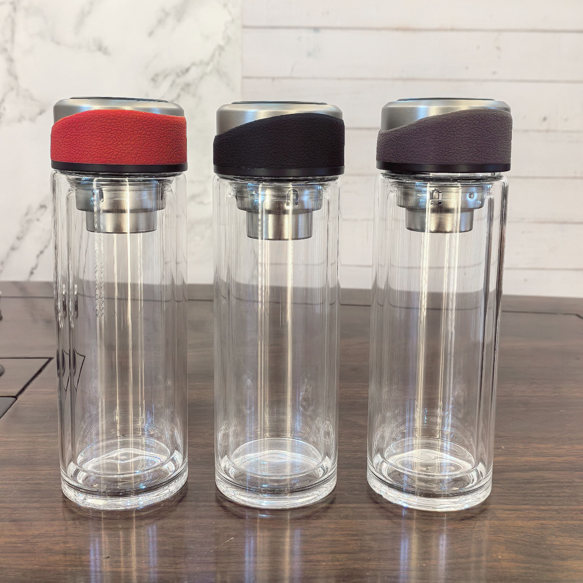 水知己高硼硅透明玻璃双层杯车载高档过滤专用隔热水杯