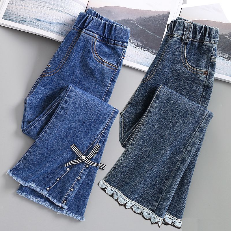 巴拉甄选女童裤子牛仔裤2024新款儿童弹力喇叭裤秋季女大童外穿裤