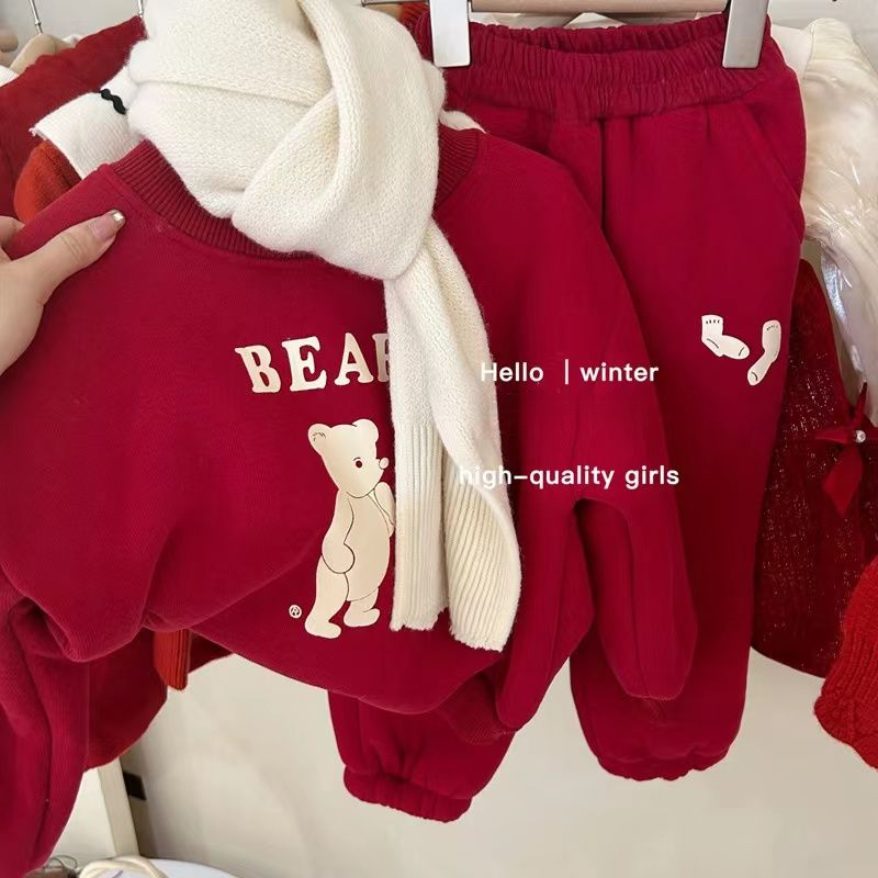 【小扬哥推荐】女童套装过年宝宝拜年服婴儿冬季衣服儿童红色加厚