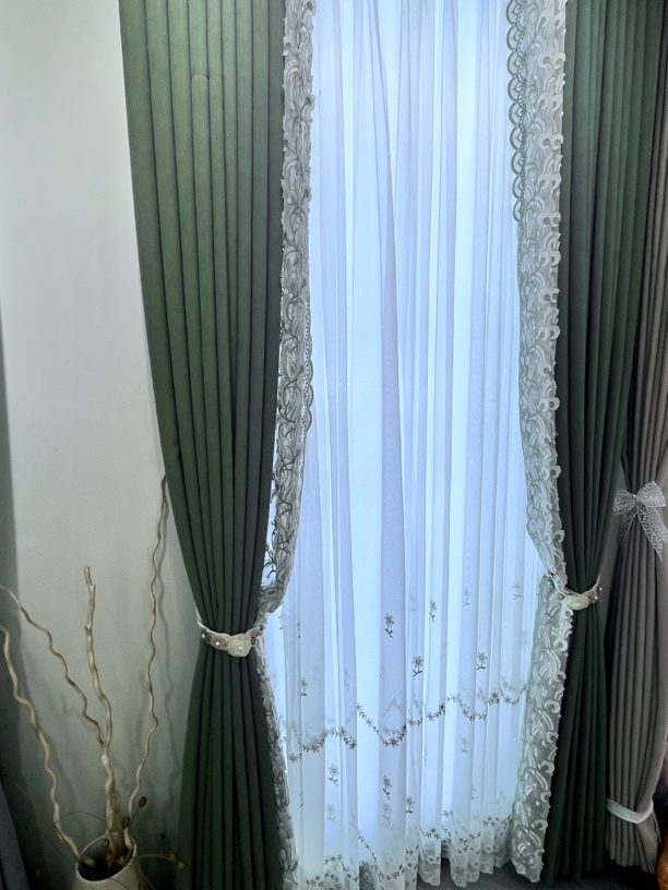 锦瑟高端法式窗帘 「绿色」立边纱