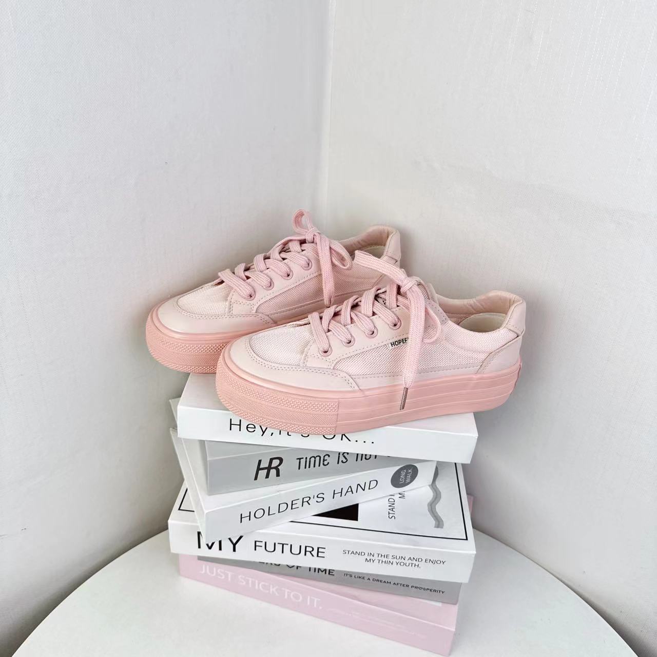 3118粉色夏季新款网面透气帆布鞋韩版学生百搭潮流休闲板鞋女