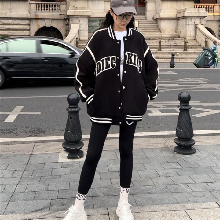 外套女加绒加厚棒球服秋冬款2023新款爆款潮流百搭休闲学院风夹克