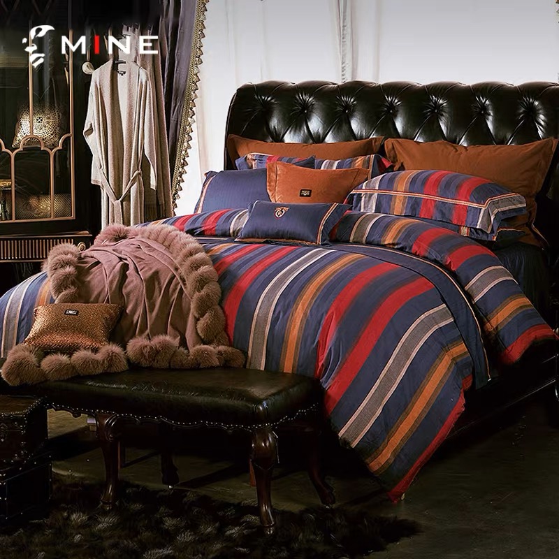 寐mine纯棉色织提花印花四件套60支全棉 曼城