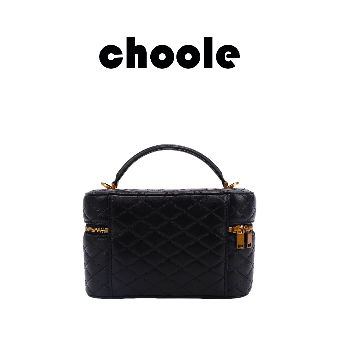 【Choole】（化妆包）秋季穿搭 小香风黑色 经典菱格 斜跨款