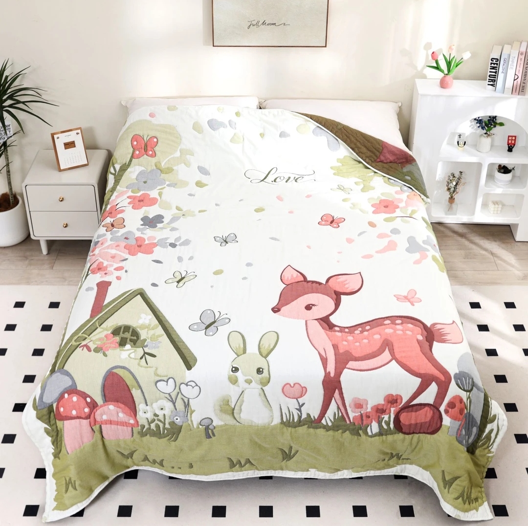 【童话森林】200*230cm柔软亲肤透气卡通风秋冬被冬季棉纱泡芙被