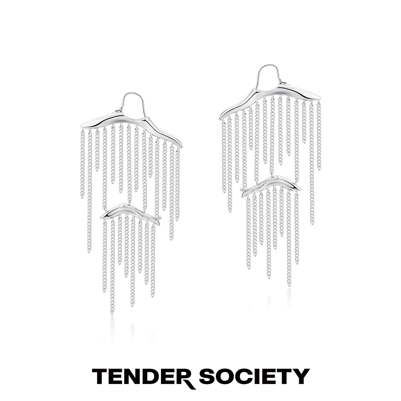 tender society 铜合金耳饰 醉舟系列双层细链流苏耳坠小众轻奢款