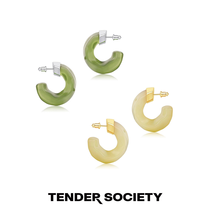 tender society 铜合金树脂耳饰 醉舟系列扭转两色耳环小众款轻奢
