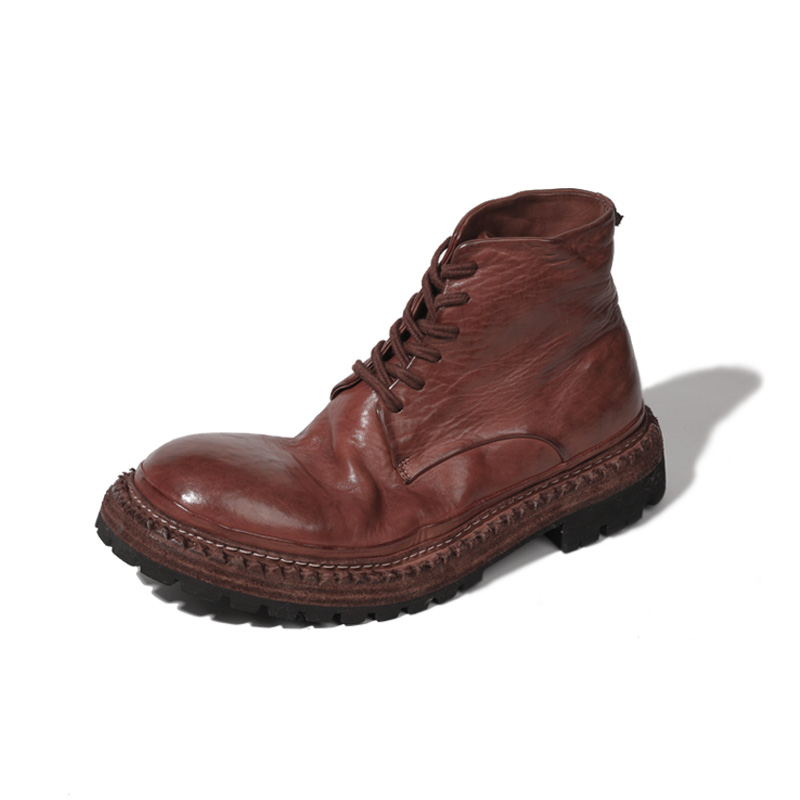 短靴男固特异工艺高端纯手工水洗马皮男士爆款真皮复古休闲马丁靴