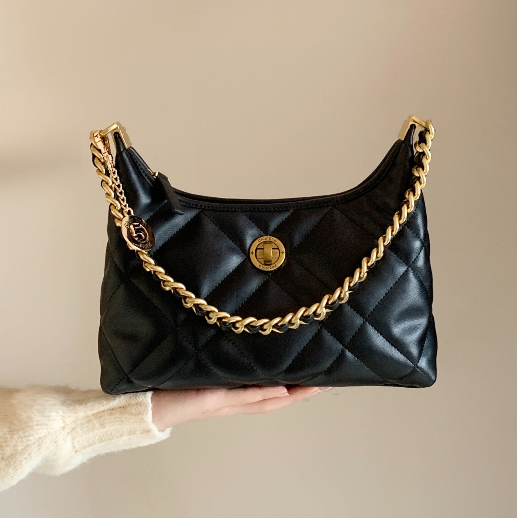 南风Chio2nd 托特包包女士链条单肩包菱格通勤斜