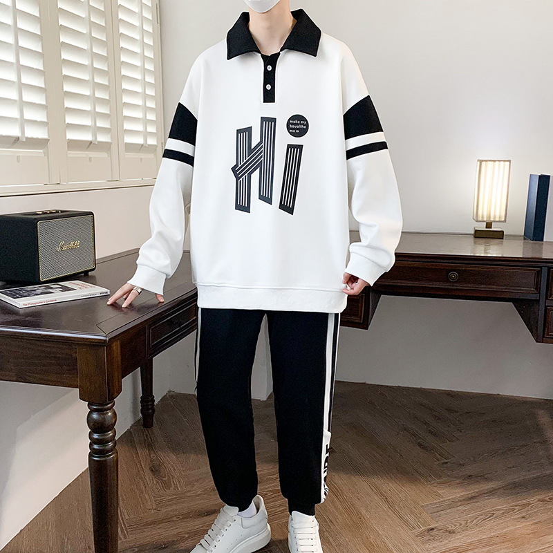 春秋款青少年男孩初中高中学生潮流帅气卫衣大童男装休闲运动套装