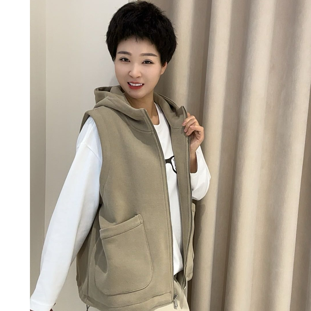 无品牌时尚休闲卫衣春秋百搭宽松连帽潮流马夹