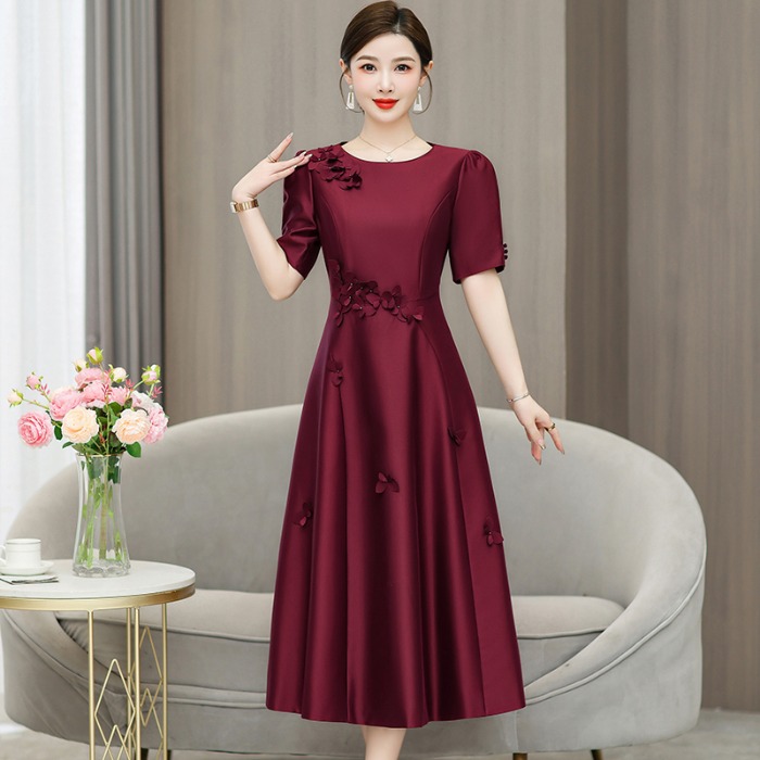 结婚礼服婚庆妈妈装连衣裙夏季新款时尚阔太太优雅喜婆婆婚宴礼服