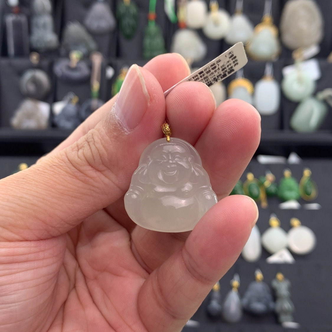 【闪购商品】和田玉吊坠18K金镶嵌甜*饼