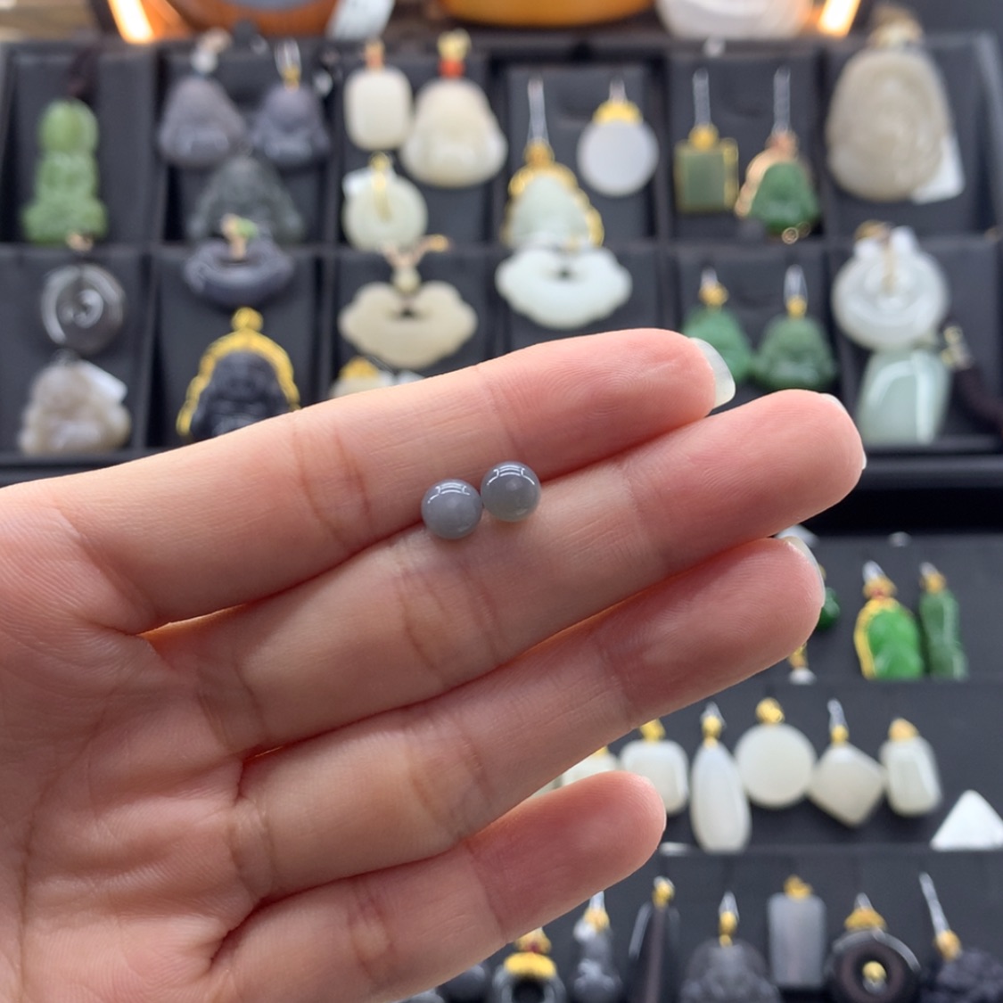 【闪购商品】和田玉耳钉银S925镶嵌