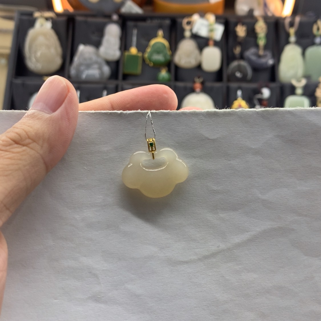 【闪购商品】和田玉吊坠18K金镶嵌行*不含链 配925银万能扣