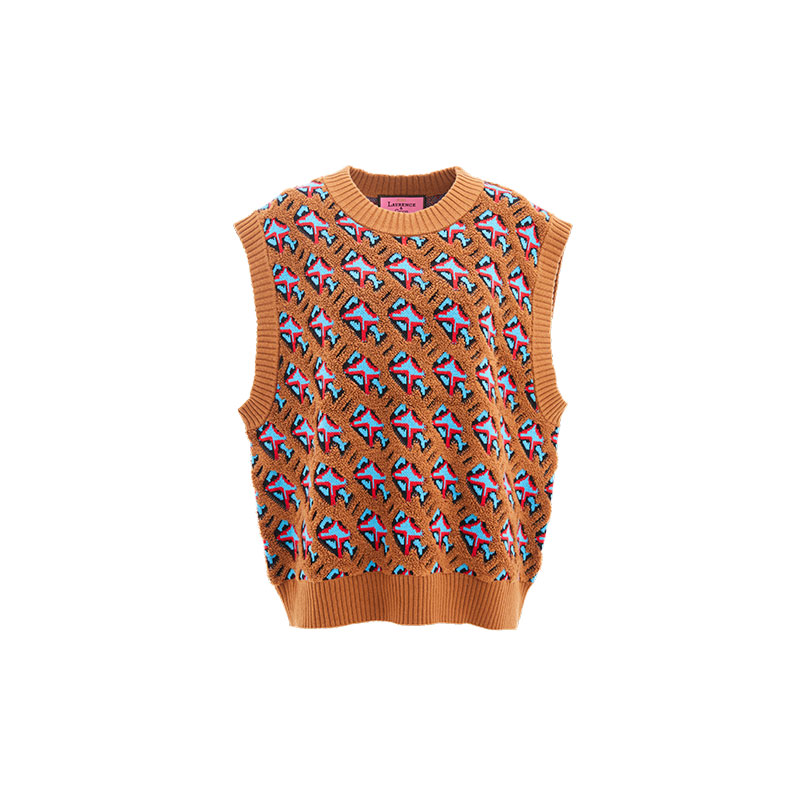 LAURENCE & CHICO圆领宽松棕红色LC闪电背心马甲G2AQ10116070