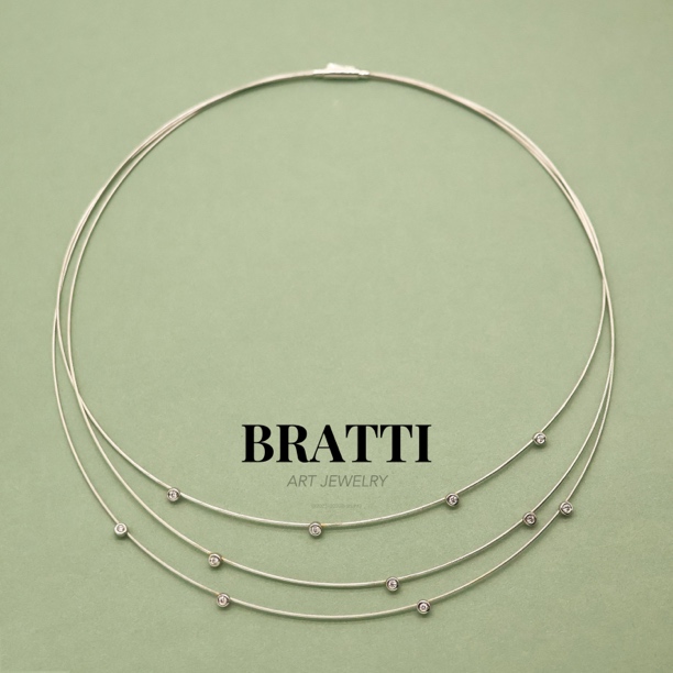 Bratti珠宝【银河钻石瀑布】德系工艺18K金钻石项圈（银色）-KX1001