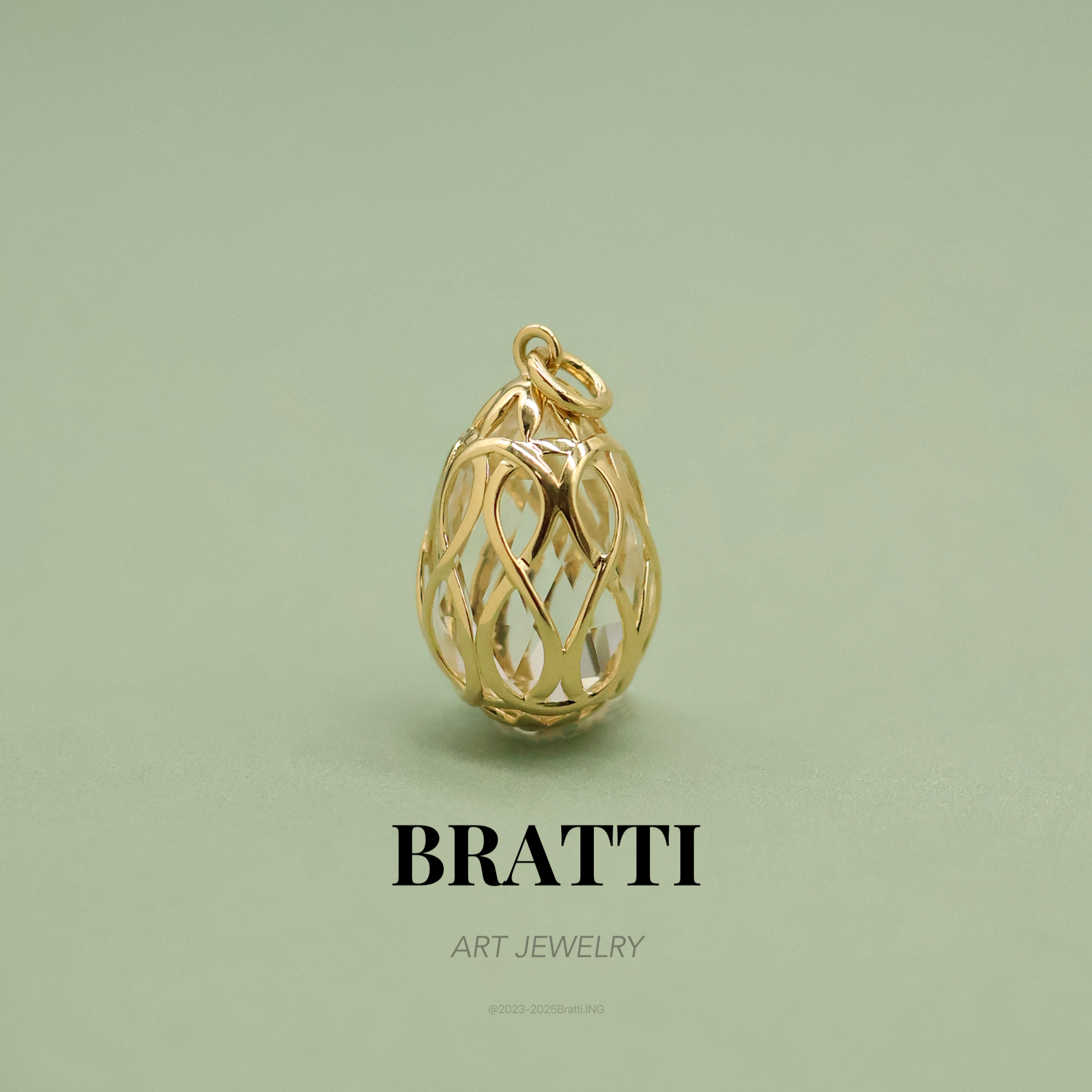 Bratti珠宝【月半夜曲】18K金白水晶吊坠-KD1005