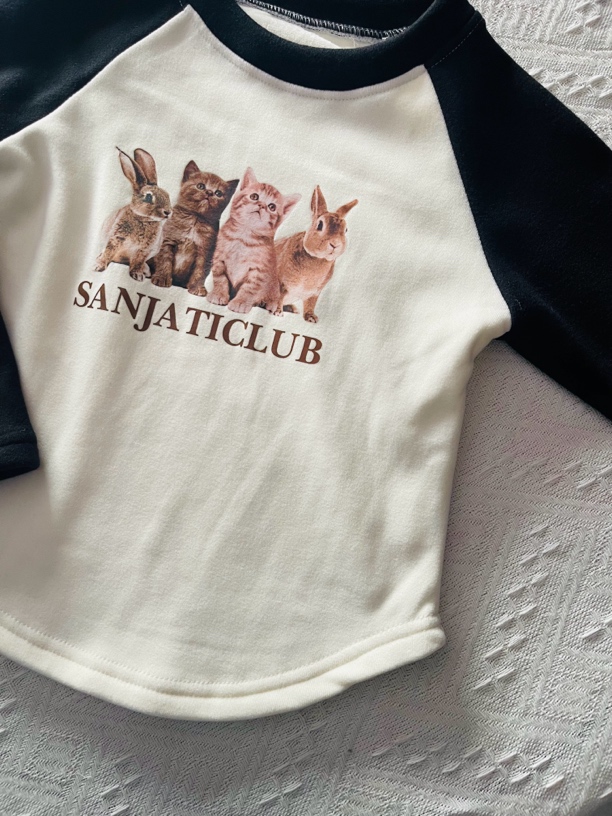 中大童纯棉女团风长袖T恤洋气外穿保暖打底衫上衣