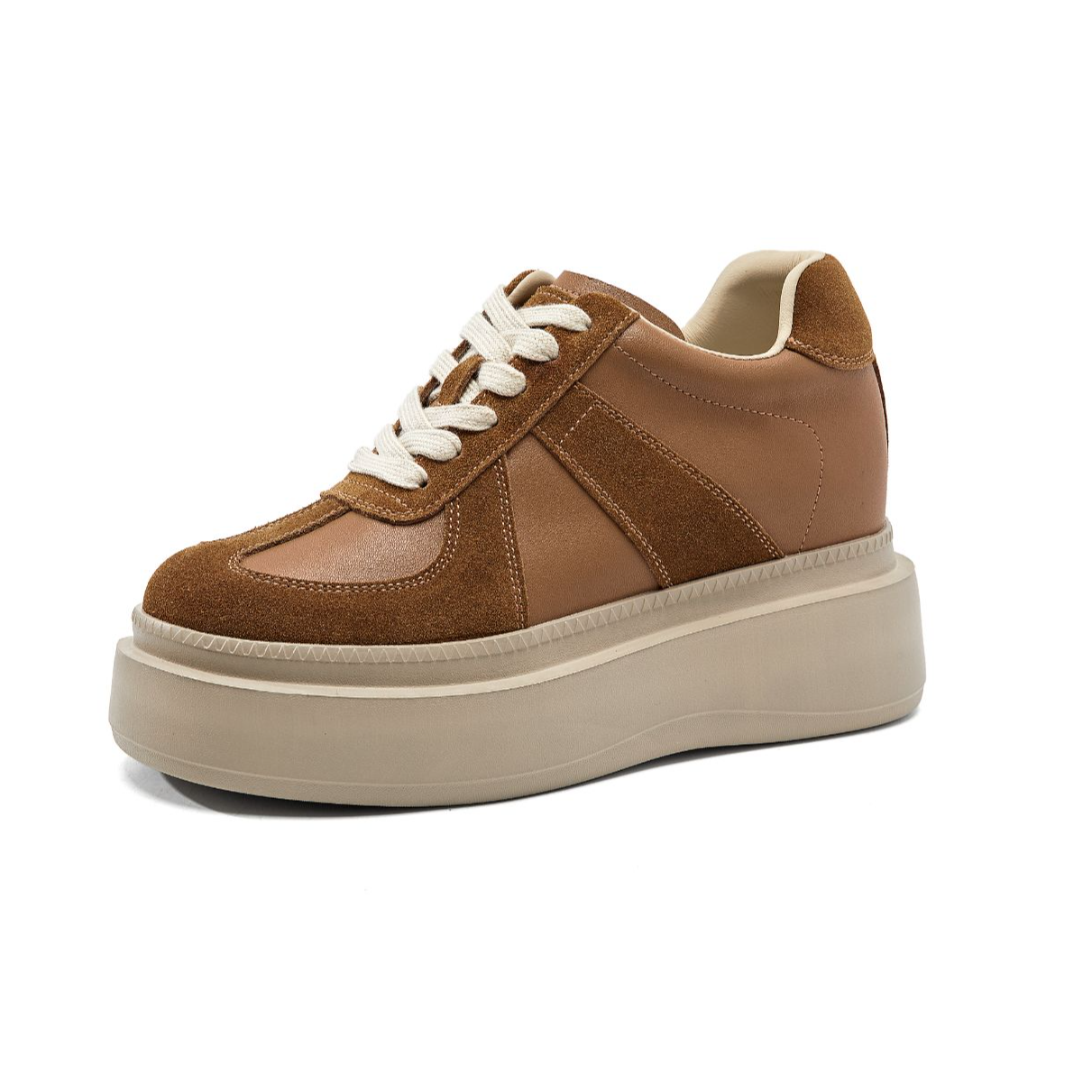 跟高8cm德训鞋女 2024秋季新款小个子厚底阿甘鞋松糕运动板鞋潮