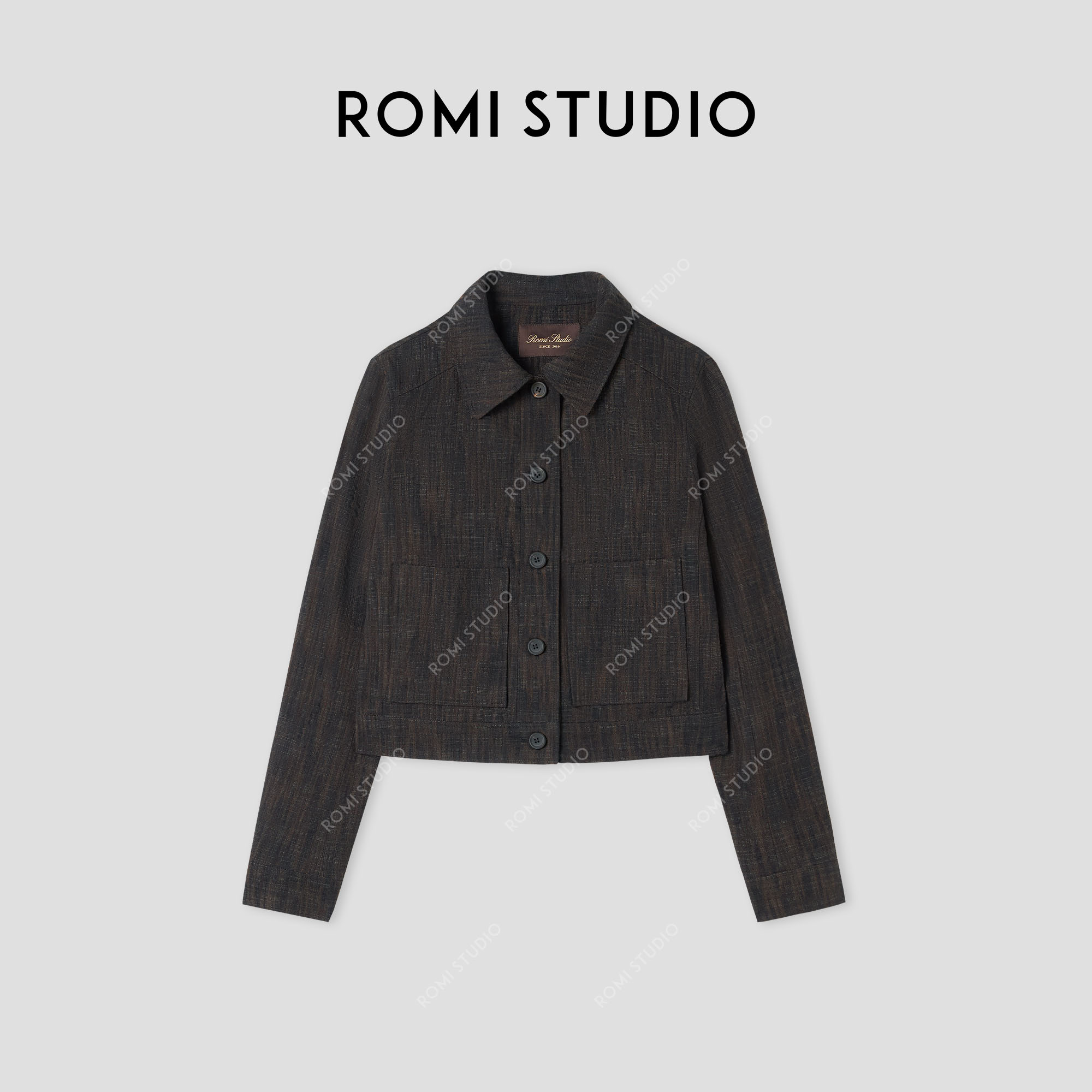 ROMI STUDIO “第五大道” 羊毛混纺花纱肌理感短夹克外套431W1072