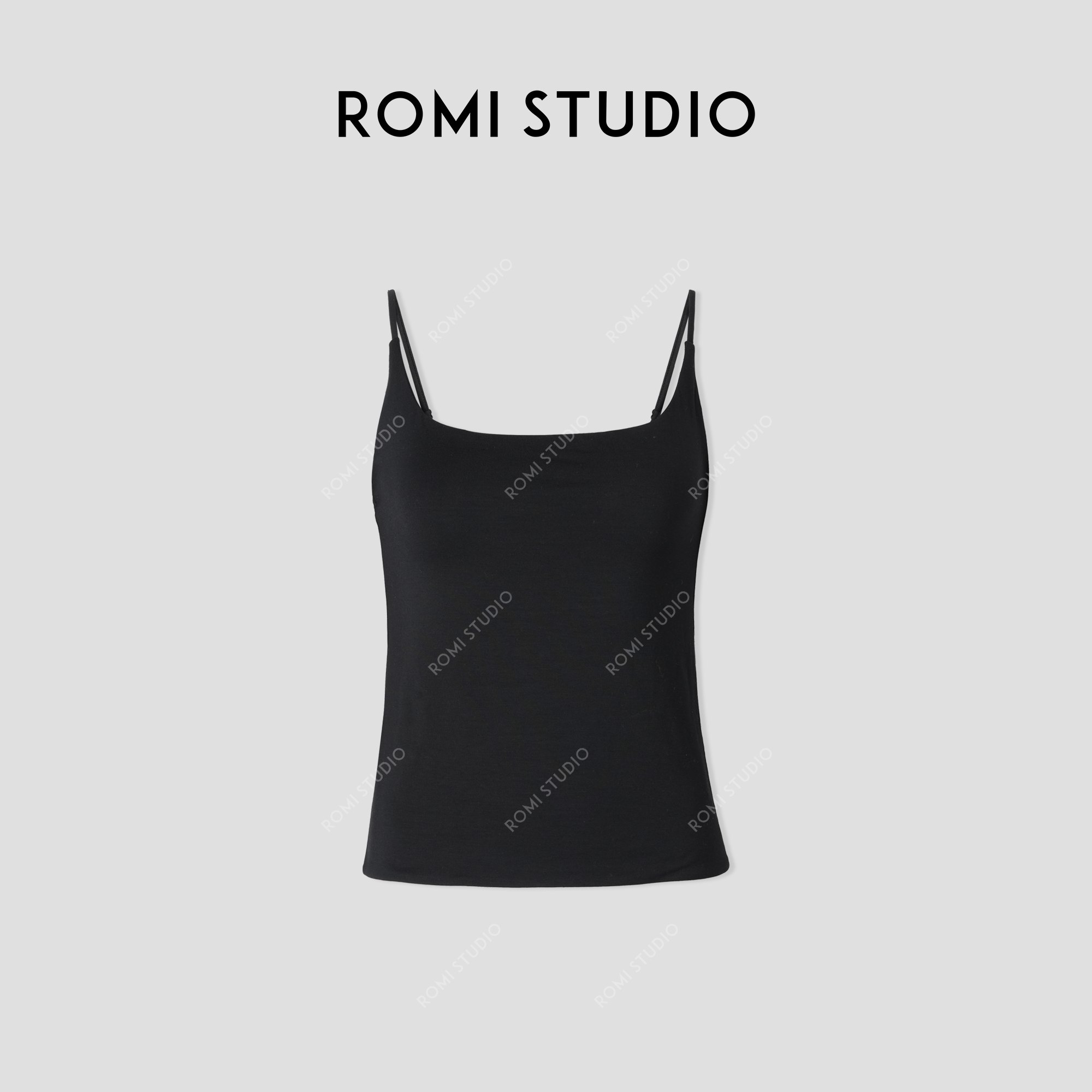 ROMI STUDIO“基础优雅”莫代尔弹力圆领可调节吊带背心 421A2020