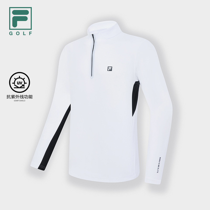 【FILA】斐乐男装秋季高尔夫商务休闲锦氨长袖POLO衫A11M335202F