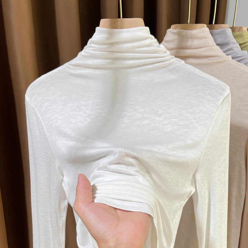 高领薄款气质显瘦打底衫女内搭秋冬新款洋气柔软长袖t恤上衣潮