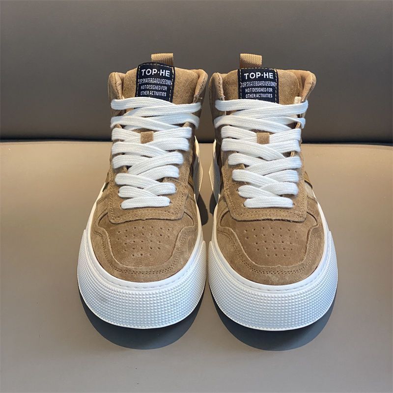 【小扬哥甄选】潮牌板鞋男2023年秋季新款潮流高帮舒适软底轻质黑色