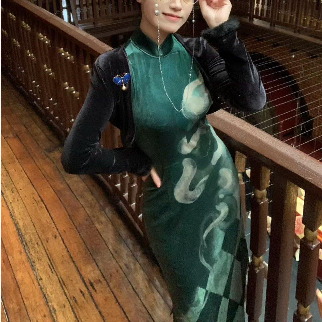 花猫家【魔法课代表】港工中国风旗袍印花旗袍原创印花旗袍新中式