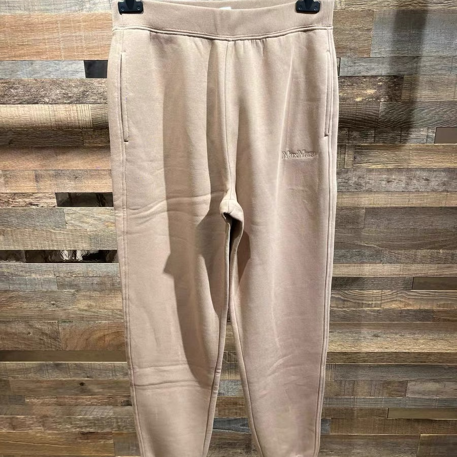 未使用 MaxMara 驼色里衬薄绒字母运动裤