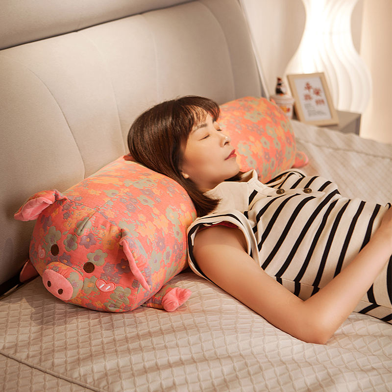 三层纱布料卡通大号小猪睡觉抱枕娃娃玩偶毛绒娃娃抱枕睡觉专用