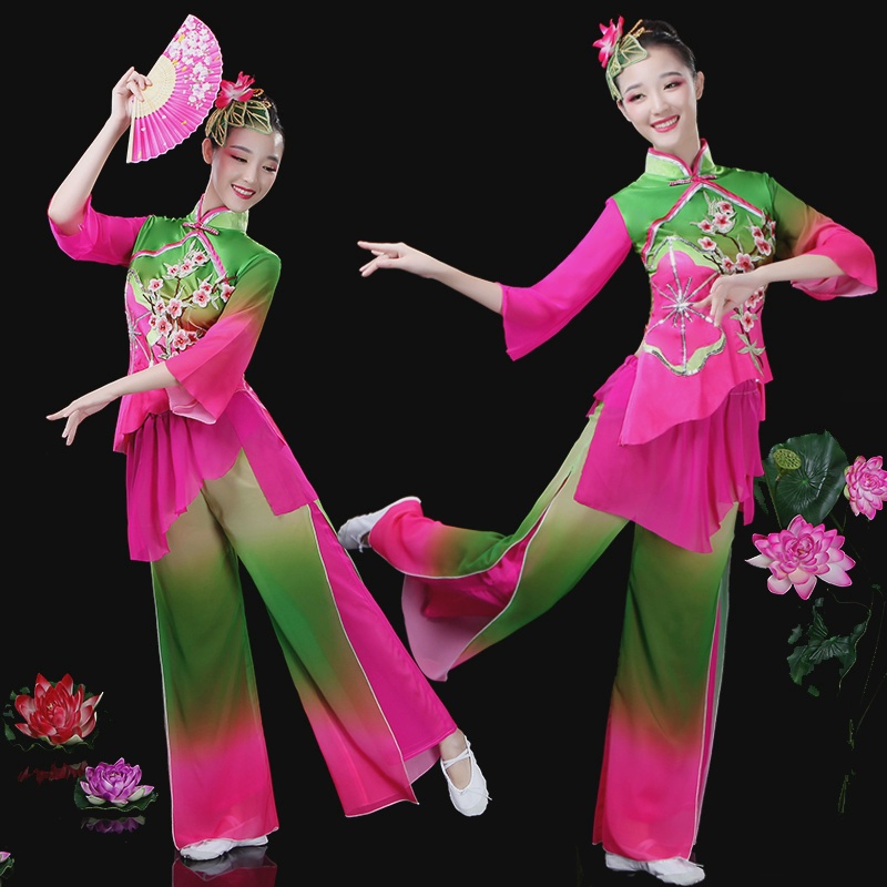 国风古典舞演出服女2024新款春秧歌服舞蹈服装民族舞扇子舞表演服