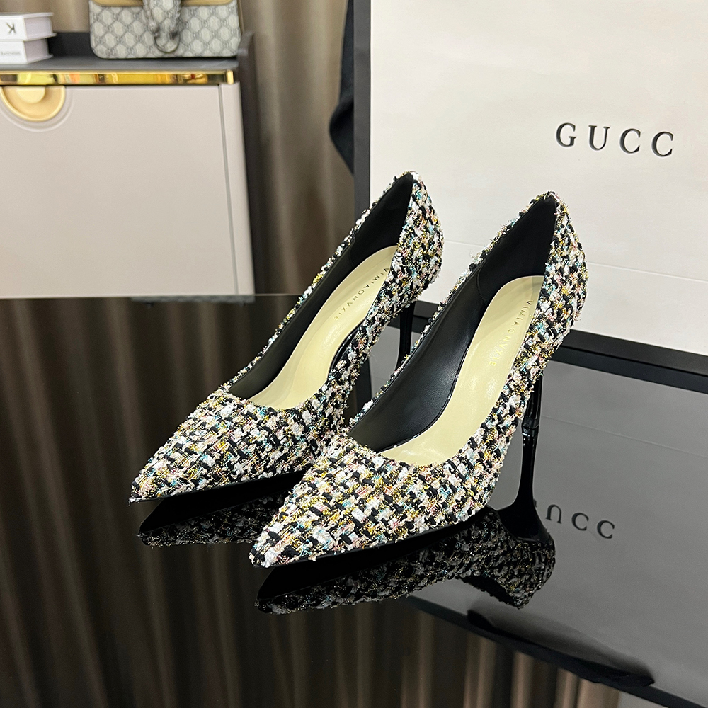 【甘师傅匠心之作】小香风气质单鞋秋季新款高跟鞋女细跟尖头百搭