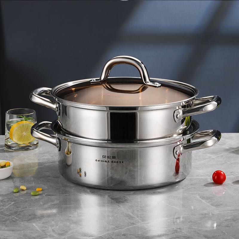 贝伦斯传世三层钢二层304不锈钢蒸火锅28cm煮肉家用