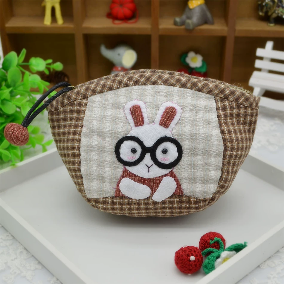 手工布艺DIY先染布拼布材料包 自制礼物可爱兔子零钱包化妆包