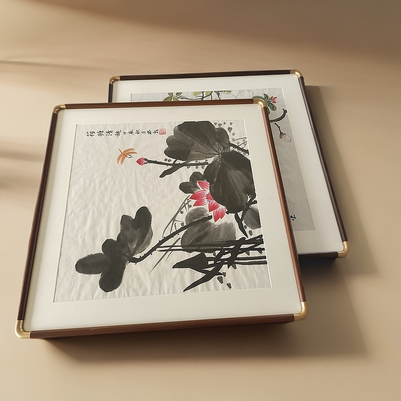 60*60北美云杉仿铜角实木画框～送有机玻璃～送卡纸