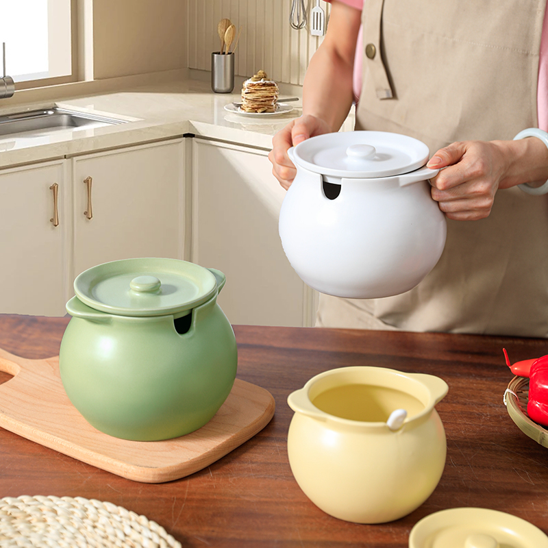 家用陶瓷油罐大容量厨房泼辣子罐耐高温辣椒调料罐子带盖储油罐