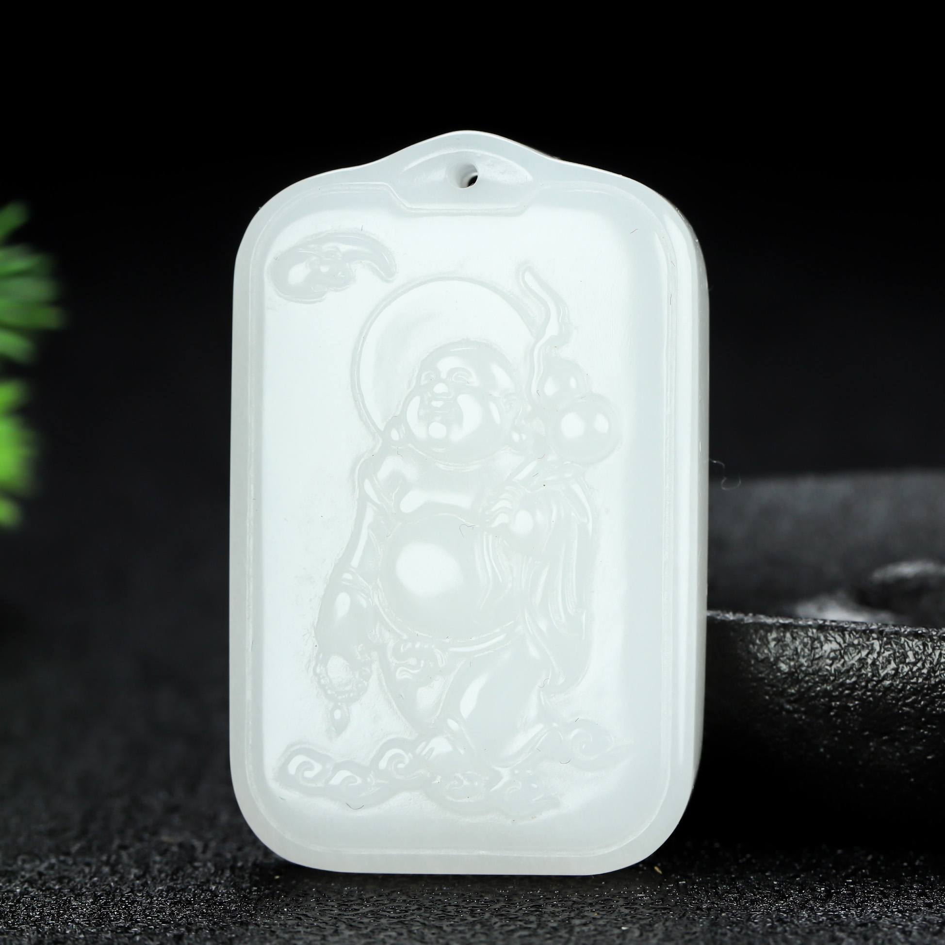 【正品保真】天然金丝玉精品佛牌巧雕细腻油润男女款白色守护神