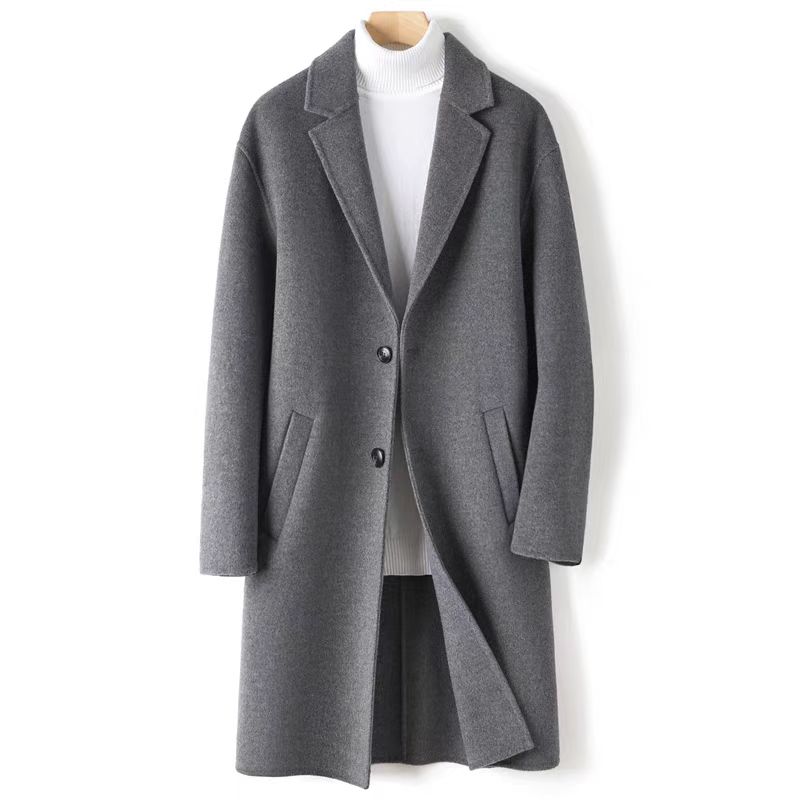 1男士精品羊毛双面大衣时尚外套双面呢冬季休闲夹克商务西装