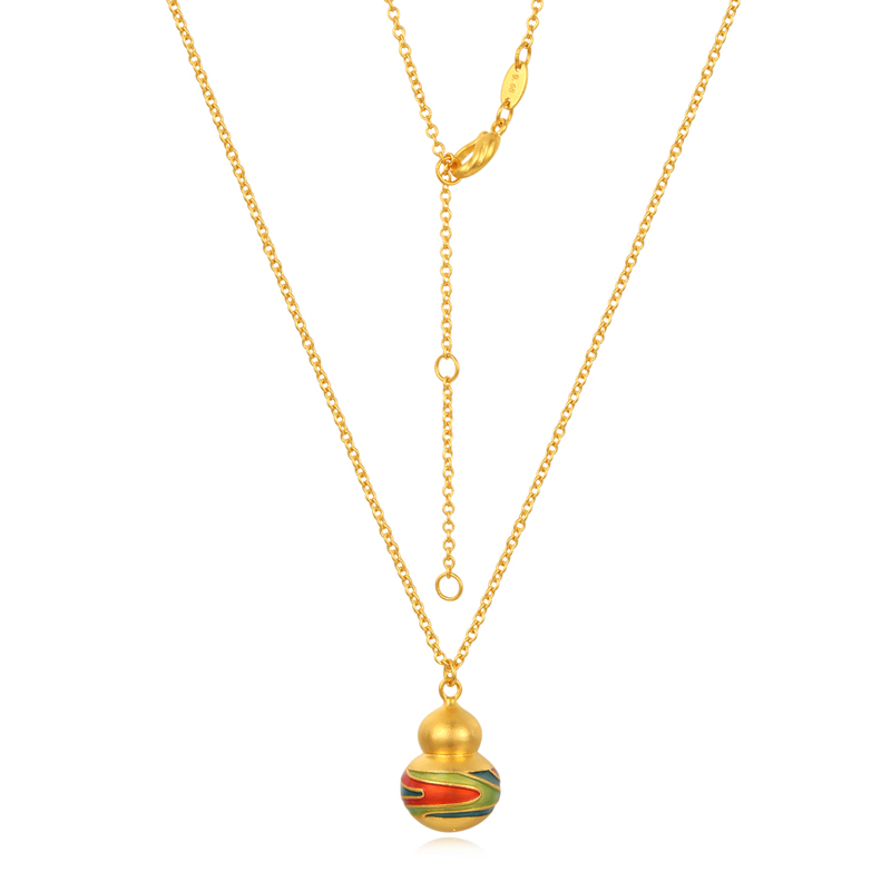 【传承】福禄敦煌六桂福古法黄金精致坠链足金项链GH0300136